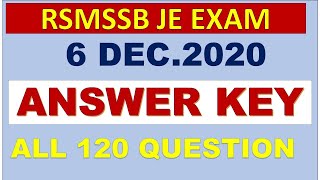 RSMSSB JE  Answer Key with Complete Analysis & Solution
