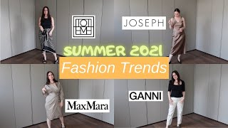 Fashion trends summer 2021. MaxMara, Joseph, Ganni, Totême.