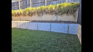 Concrete Sleeper retaining wall, how to build a concrete sleeper retaining wall, garden sleepers