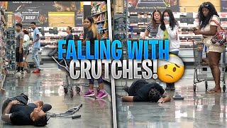 Falling with Crutches Prank!
