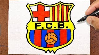 Como desenhar e pintar Escudo FC Barcelona Futebol