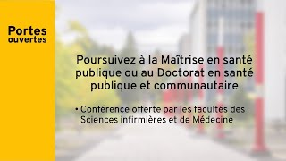 Poursuivez vos études: Maîtrise en santé publique ou Doctorat en santé publique et communautaire