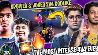 IQOO SouL Vs Godlike Most Intense 4v4🥵Spower Vs Jonathan Vs Joker Vs Mac🥶🔥