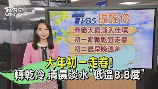 大年初一走春! 轉乾冷.清晨淡水「低溫8.8度」｜午間氣象｜TVBS新聞 20240210 @TVBSNEWS01