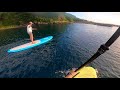 【sup】夕焼けの海の上を親子でsup