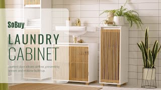 SoBuy Laundry cabinet丨Laundry chest丨Bathroom storage cabinet丨BZR126-W