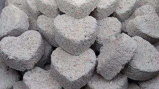 ASMR: SEMI GRITTY SAND CEMENT HEART 💖SHAPES DRY CRUMBLE VERY DUSTY SOFT ASMR