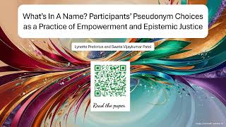 Inviting participants to choose their own pseudonyms in research - methodology podcast