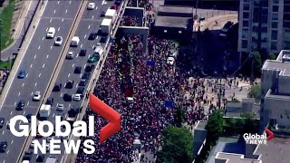 Drivers abandon cars on Toronto highway to watch parade