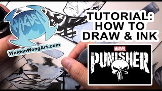 TUTORIAL: How to Draw/Ink MARVEL COMICS The Punisher