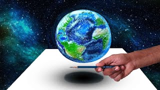 3D Drawing of Earth🌎Step by Step 😎 | Realistic  Drawing with oil pastels|#3DEarth#3Ddrawing#3D
