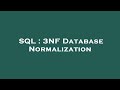 SQL : 3NF Database Normalization