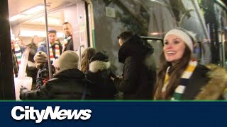 Go Train riders surprised with Raptors party