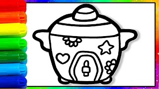 Kitchen Series | Drawing and Coloring Rice Cooker For Children