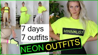 7 OUTFITS 7 DAYS// HOW TO WEAR NEON// NEON OUTFITS FASHION //MASHA