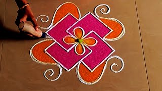 Easy Daily Rangoli Kolam|Margazhi Month Daily Rangoli Design 🌺(4*2) Dots Colourful Rangoli Kolam