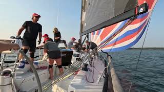 Obsidian J111 - Wednesday Night windward mark rounding and the set, with first gybe - August 9 2023