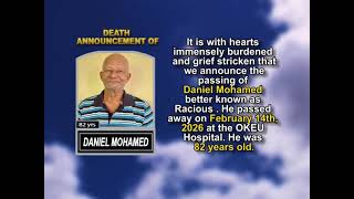 Daniel Mohamed ~ Short Obituary
