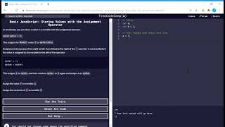 Basic JavaScript (3/111) | Storing Values with the Assignment Operator | freeCodeCamp