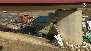 Spectaculaire accident de poids-lourd sur l'A75 près du viaduc de Millau