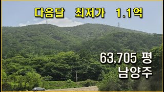 [ 매각 1.7억 ] 남양주 대형임야 63,705평  다음달 최저가  1.1억원,  일부 선하지, 지적도상 맹지, 임업용, 담보용