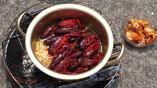 미국가재로 라면을 끓여보자~I caught lobster and ate ramen