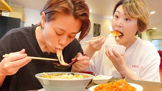 【モッパンVlog】韓国人妻とエビチリにサンラー麺食べてゴンチャ飲んでノグリ餅チーズラーメンに揚げ物食べて美野島で買い物してシュークリーム食べた日常の記録【日韓カップル】