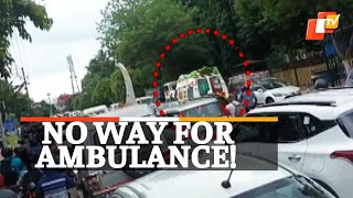 Traffic Chaos In Bhubaneswar: Ambulance Gets Stuck Near Odisha Assembly Amid BJD’s Welcome Ceremony