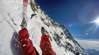 Massive Skiing Fall - Le Tunnel black run - Alpe D'Huez (First Person View)