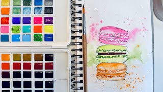 Painting sweet watercolor macarons  with my #Meeden travel set—compact, vibrant, \u0026 so fun! 🍰🎨