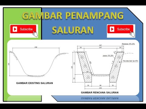 CARA MUDAH GAMBAR PENAMPANG SALURAN DRAINASE DI AUTOCAD - YouTube