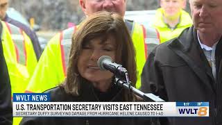 U.S. Transportation Secretary visits East Tennessee to survey the damage from Hurricane Helene.