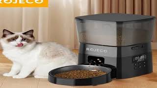 ROJECO Automatic Pet Feeder Button Version Auto Cat Food Dispenser Accessories Smart Contr