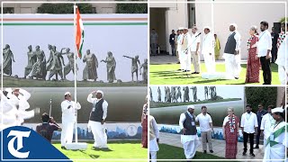 CWC Meet: Party leaders attend flag hoisting ceremony in Hyderabad