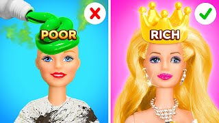 RICH VS BROKE DOLL MAKEOVER🎀✨ Brilliant Gadgets and Cool Doll’s Hacks By 123 GO!