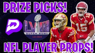 NFL PRIZE PICKS PLAYER PROPS SUPER BOWL CHIEFS VS 49ERS NFL PROPS / NFL DFS / NFL SUPER BOWL PROPS