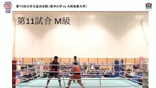 【第73回 全日本大学ボクシング王座決定戦】M級　田中 廉人（赤・東洋大学）　VS　齊藤 翔太（青・大阪商業大学）