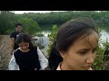 today i am accompanied by beautiful girls looking for mangrove crabs