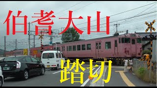 【踏切】伯耆大山駅前踏切　山陰本線　東山公園～伯耆大山