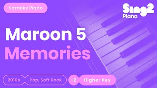 Maroon 5 - Memories (Higher Key) Piano Karaoke
