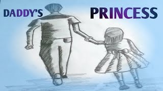 #Father and #daughter #drawing #easy | #Father's day #drawing #easy for #beginners|