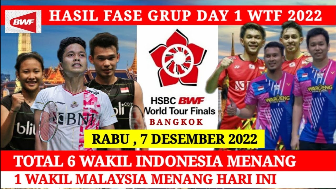 HASIL LENGKAP FASE GRUP DAY 1 BWF WORLD TOUR FINALS 2022 | HASIL ...