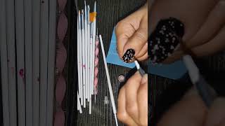 Black and glitter dot nail art 💅🪩#easynailart #nailarttutorial #nailartdesigns #weddingnailart #nail