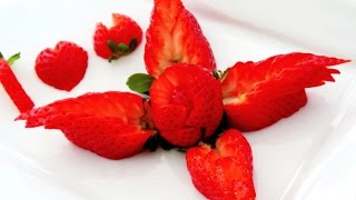 How It's Made Strawberry Decoration | Fruit Carving Garnish | 草莓 | Party Garnishing