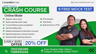 APSC Prelims Crash Course - Early Bird Offer 20% OFF | Best APSC Coaching Institute in Assam