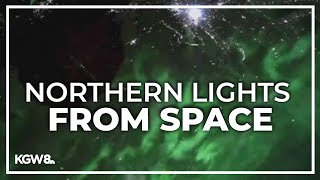 Northern lights captured from International Space Station