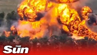 Ukrainian forces blow up Russian mortars in HUGE explosion