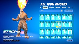 Fortnite GODZILLA Skin Doing All Icon Series Dances \u0026 Emotes