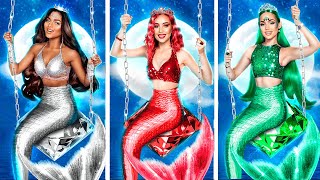 We Build Secret Rooms for Mermaids! Emerald Girl, Ruby Girl and Diamond Girl in Real Life!