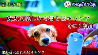 【愛犬と楽しむ北海道夫婦キャンプ】計３か所４泊５日初日は穂別キャンプ場 NEW！ドッグサイト貸し切り\u0026お座敷スタイルで過ごす林間サイトと川遊びと。